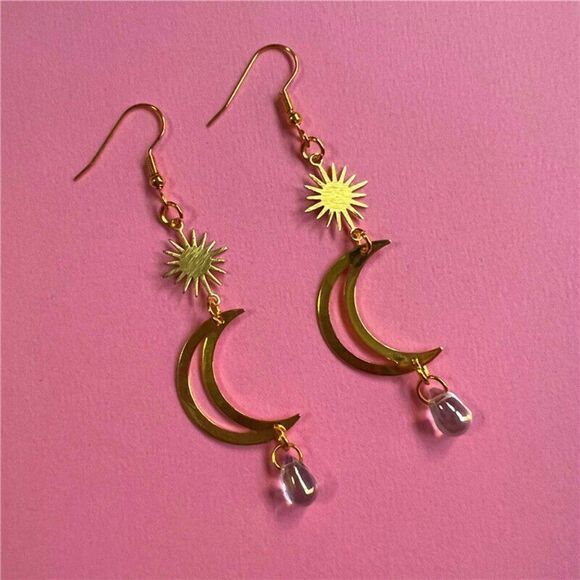 New Boho Witchy Sun Magical Angel Moon Earrings Crescent Phase Celestial - Picture 1 of 3